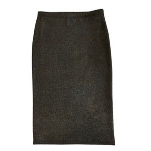 june & hudson Women's Small Brown & Silver Pull On Slim Fit Midi Pencil Skirt